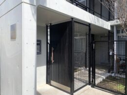 アプローチの木製ドアはキシラデコールジェットブラック