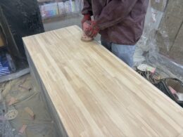 天板サンダーによる全面研磨