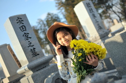 福島県須賀川市の父の墓前にて